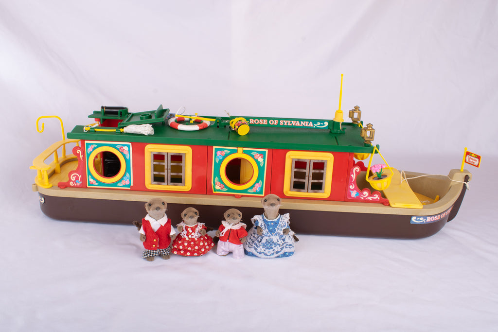 Sylvanian Families Vandyke Otter Family and Rose of Sylvania Canal Bost